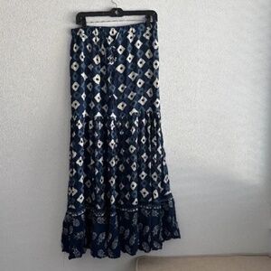 Solitaire Indigo Blue Tiered Maxi Skirt - Size Large